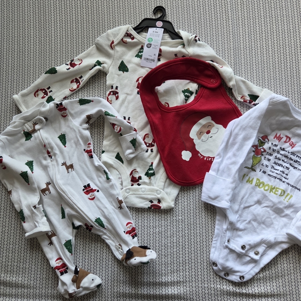 Festive Santa and Reindeer Kids One Piece Set (NEW BORN - 3MO)